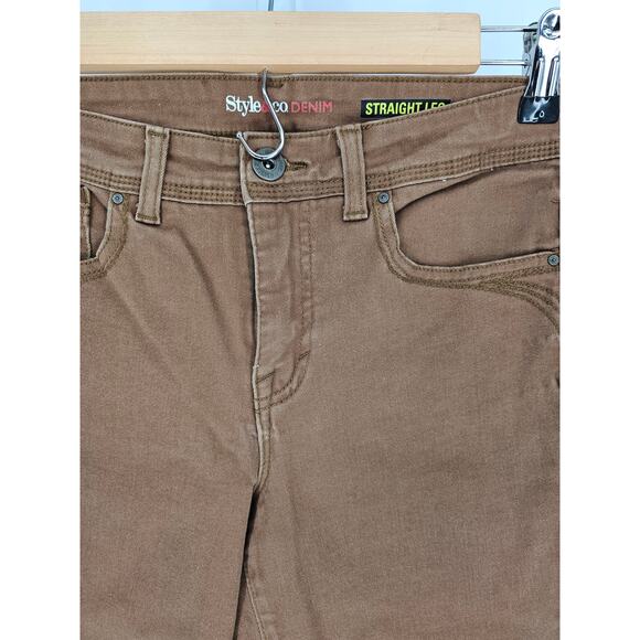 Style&Co Women's Mid Rise Pocket Button Closer Brown Straight Leg Pants Size 6 - Picture 3 of 5